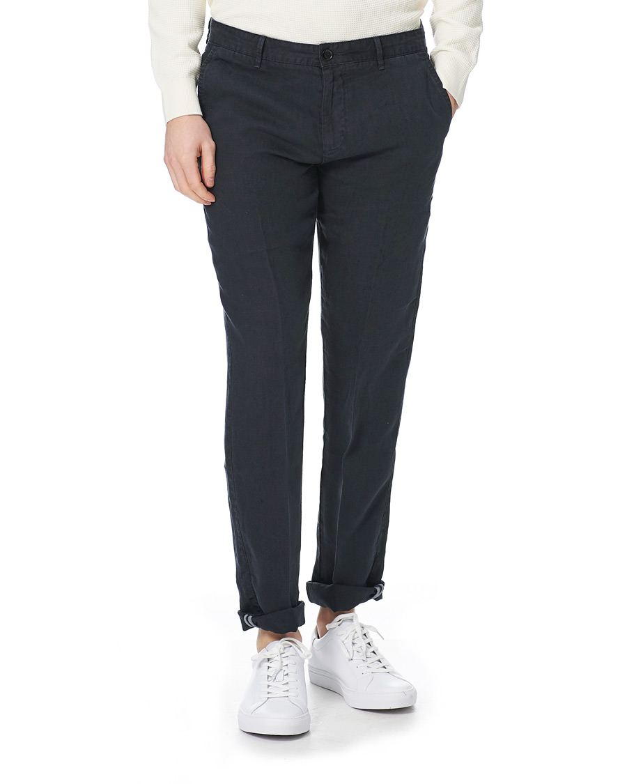 Herr | Byxor | BOSS BLACK | BOSS Crigan Linen Pants Dark Blue