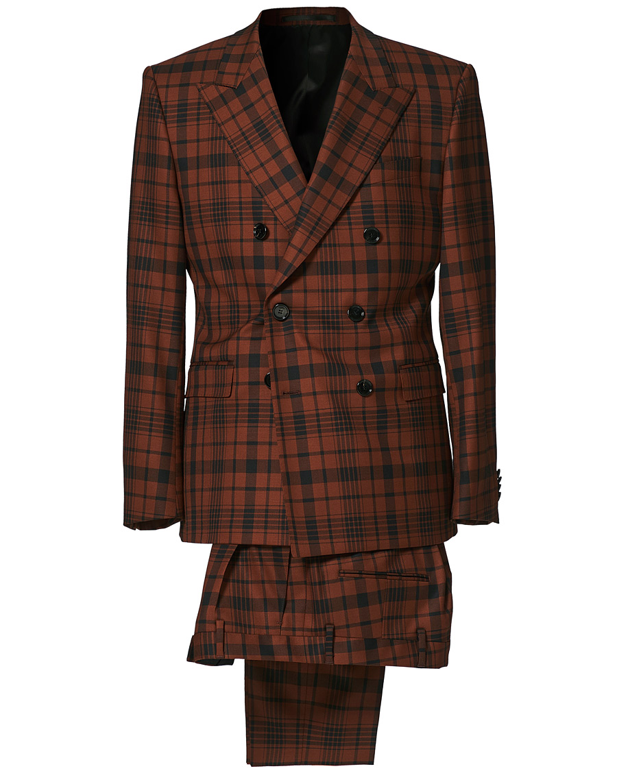 Herr | Kostymer | BOSS BLACK | BOSS Cliff/Floyed Wool Check Double Breasted Suit Rust