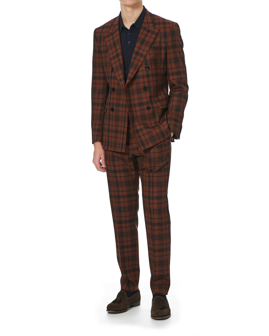 Herr | Kostymer | BOSS BLACK | BOSS Cliff/Floyed Wool Check Double Breasted Suit Rust