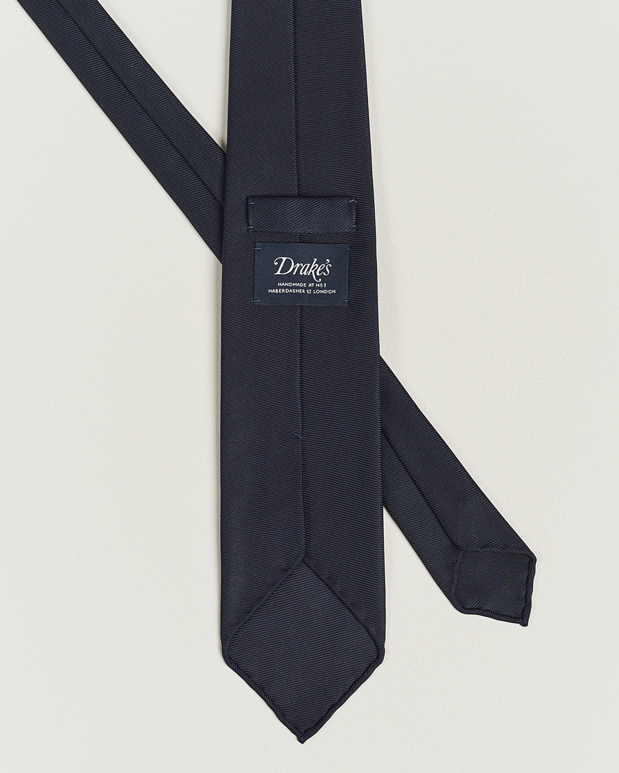 Herr | Slipsar | Drake's | Handrolled Woven Silk 8 cm Tie Navy