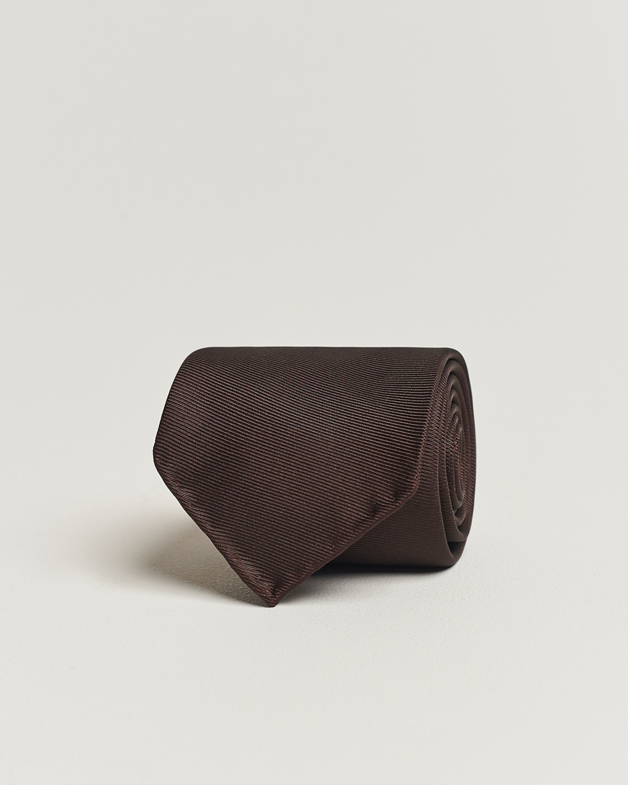Herr | Drake's Handrolled Woven Silk 8 cm Tie Brown | Drake's | Handrolled Woven Silk 8 cm Tie Brown