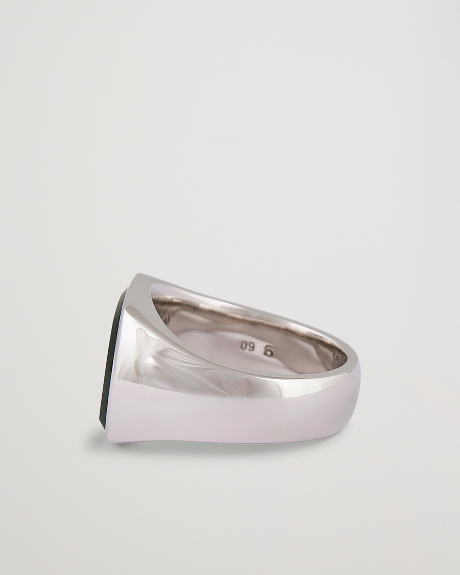 Herr | Tom Wood Cushion Green Marble Ring Silver XL - 64 | Tom Wood | Cushion Green Marble Ring Silver XL - 64