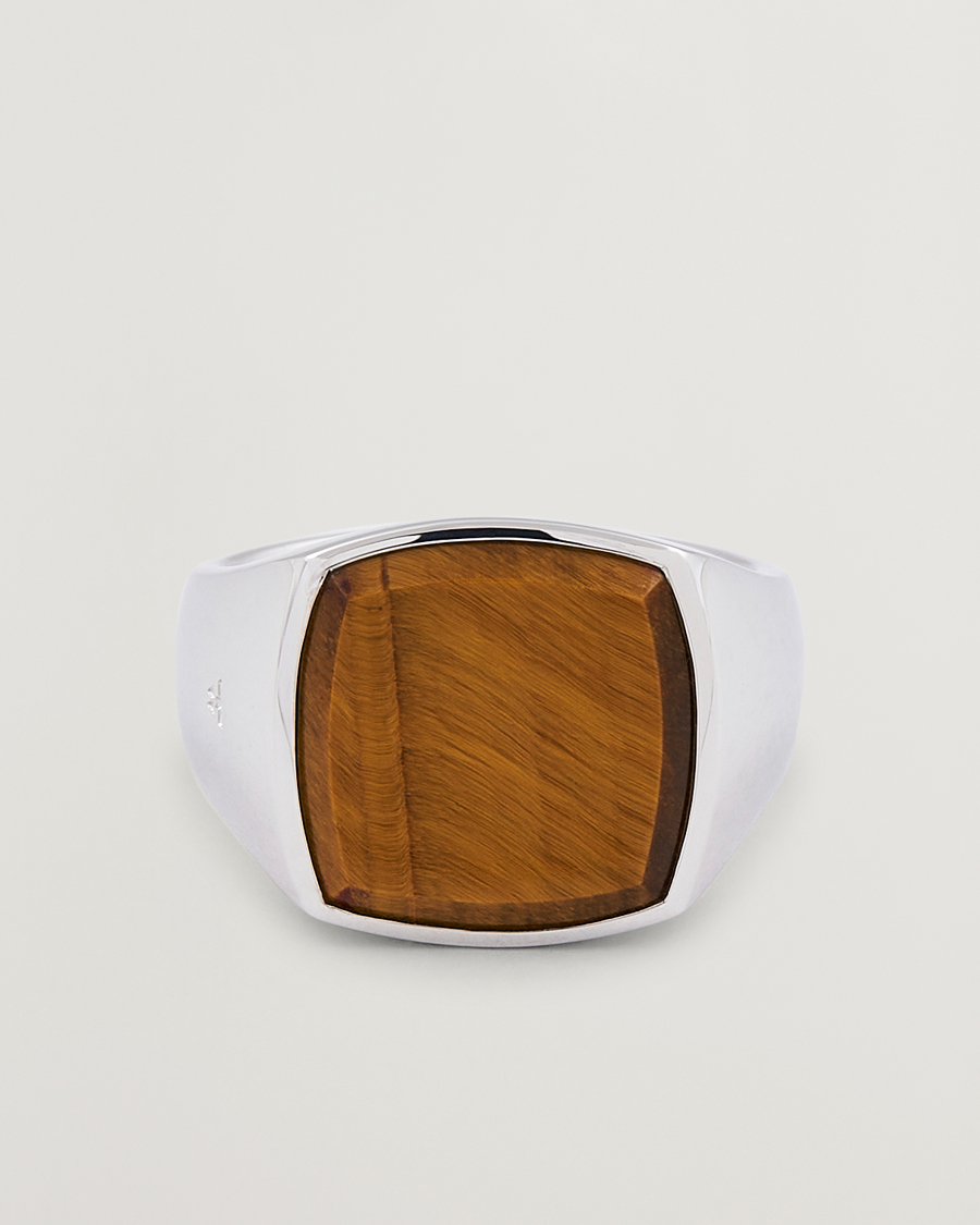 Herr | Smycken | Tom Wood | Cushion Tiger Eye Ring Silver