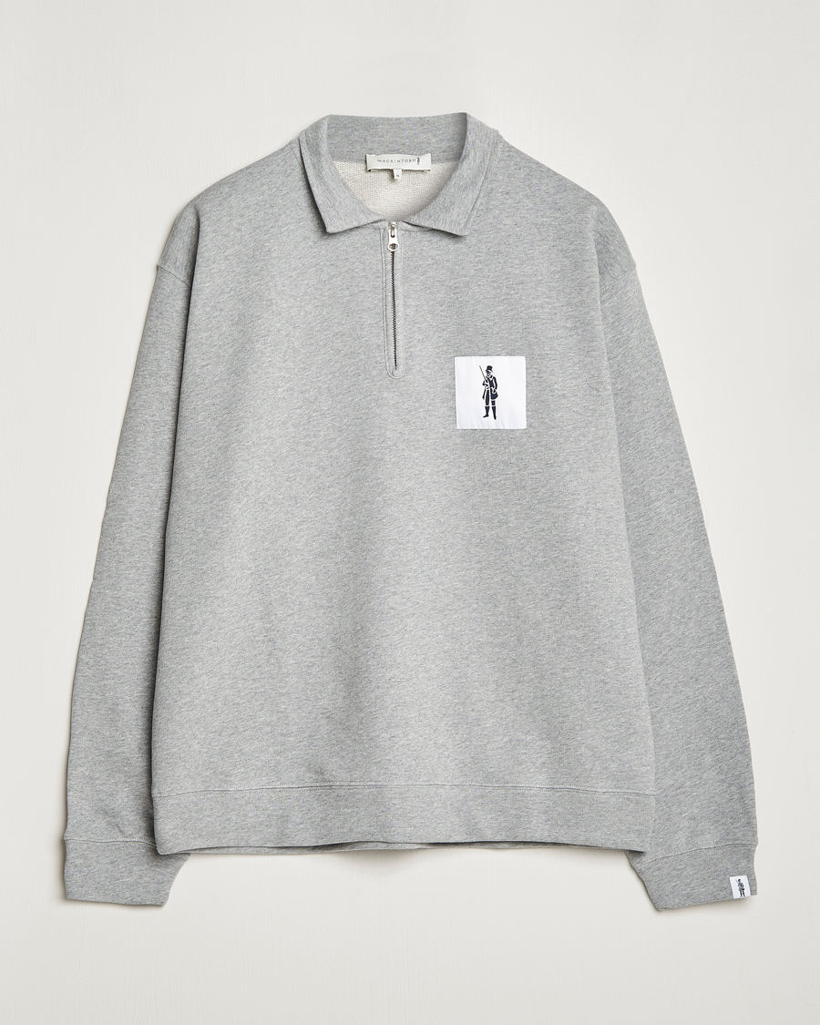 Herr | Tröjor | Mackintosh | Dandyman Zip Sweat Grey Melange