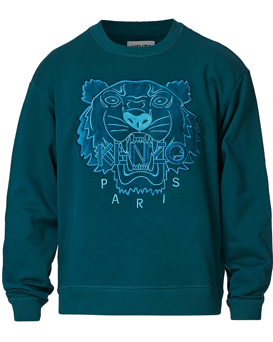 KENZO Velvet Tiger Head Crew Neck Sweatshirt Green Herr Care of Carl