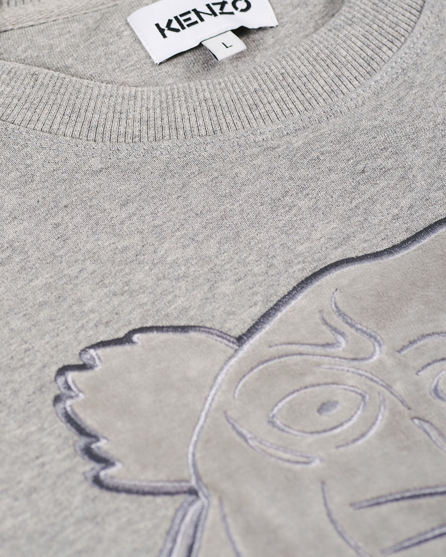 Herr | Tröjor | KENZO | Velvet Tiger Head Crew Neck Sweatshirt Grey