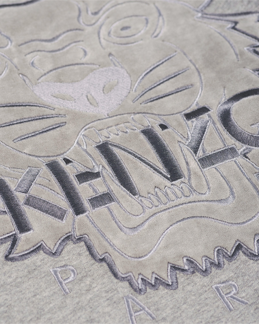 Herr | Tröjor | KENZO | Velvet Tiger Head Crew Neck Sweatshirt Grey