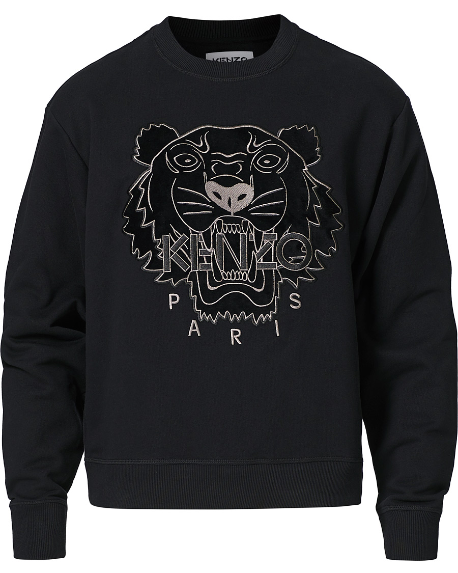 Herr | Tröjor | KENZO | Velvet Tiger Head Crew Neck Sweatshirt Black