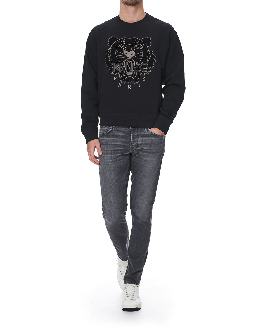 Herr | Tröjor | KENZO | Velvet Tiger Head Crew Neck Sweatshirt Black