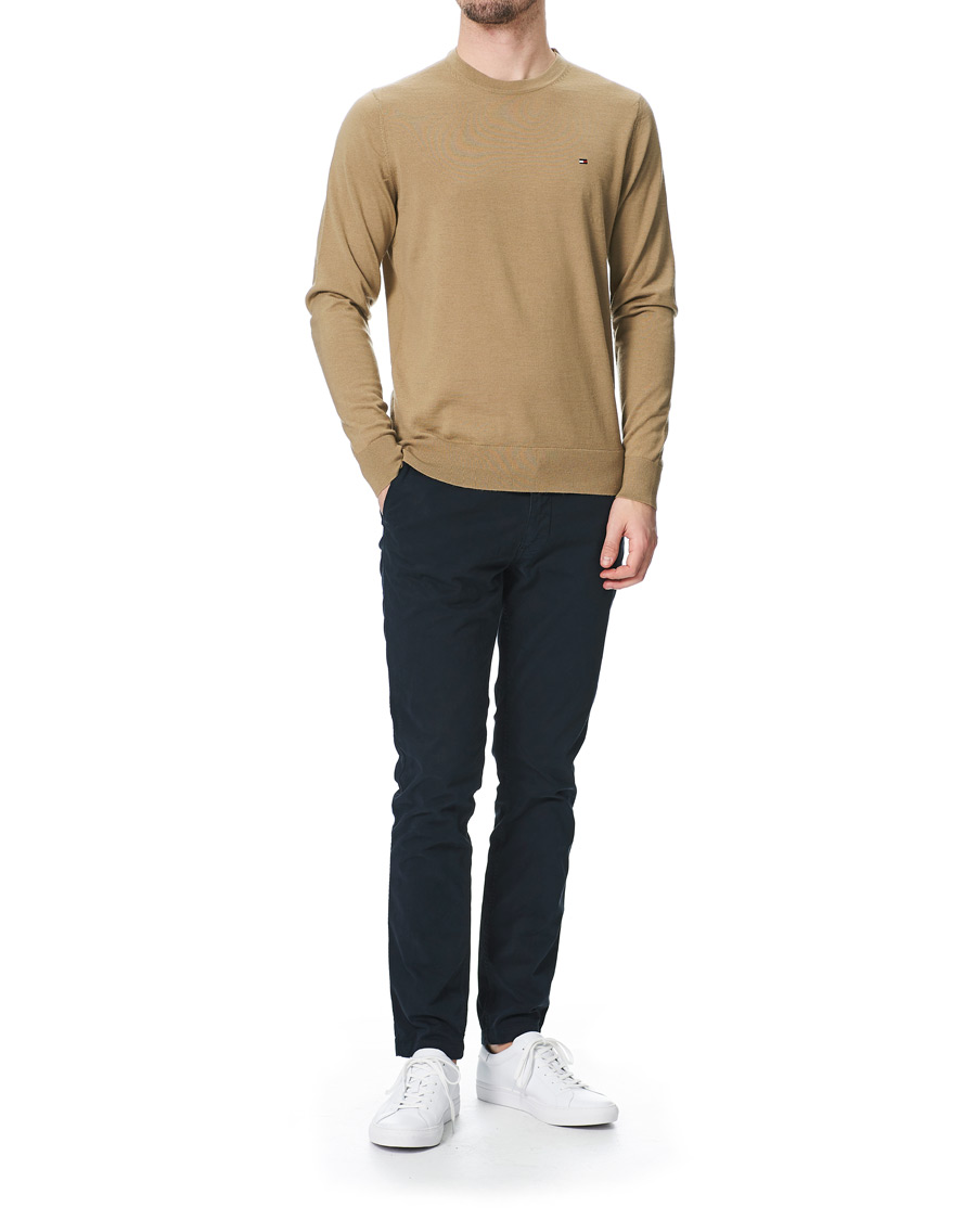 Herr | Tröjor | Tommy Hilfiger | Fine Gauge Merino Wool Crew Neck Camel