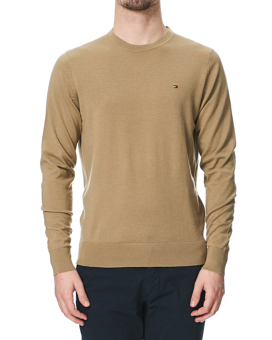 Herr | Tröjor | Tommy Hilfiger | Fine Gauge Merino Wool Crew Neck Camel