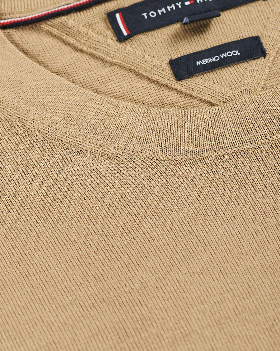 Herr | Tröjor | Tommy Hilfiger | Fine Gauge Merino Wool Crew Neck Camel