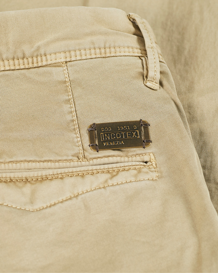Herr | Byxor | Incotex | Slim Fit Garment Dyed Slacks Beige