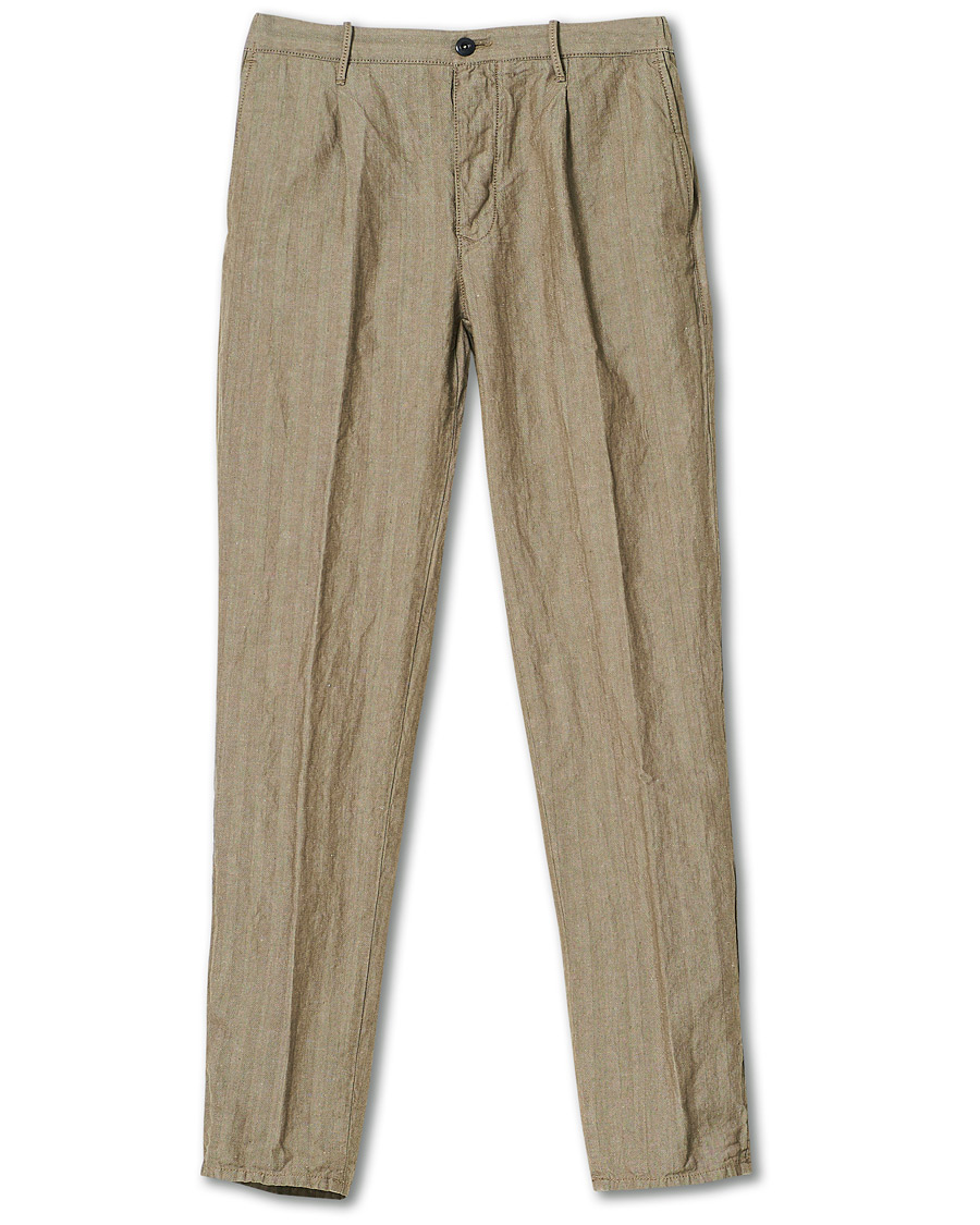 Herr | Byxor | Incotex | Tapered Cotton/Linen Drawstring Pants Beige