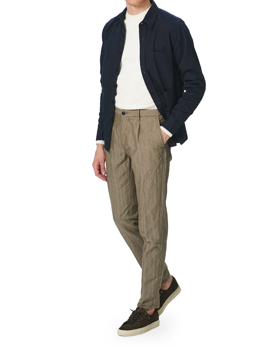 Herr | Byxor | Incotex | Tapered Cotton/Linen Drawstring Pants Beige