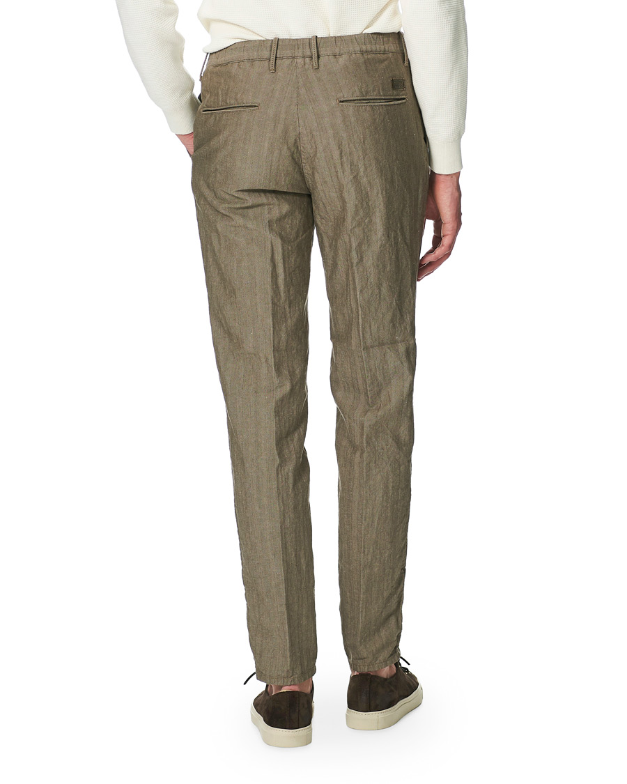 Herr | Byxor | Incotex | Tapered Cotton/Linen Drawstring Pants Beige