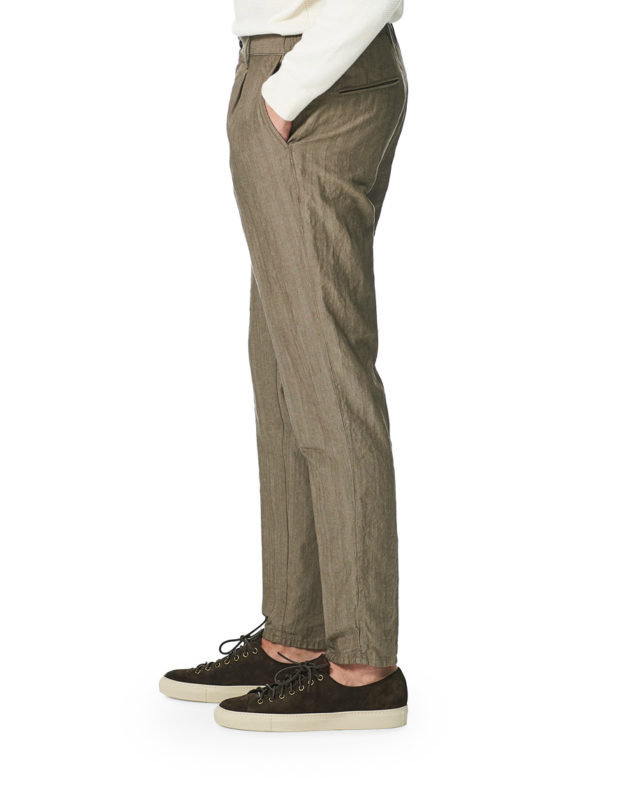 Herr | Byxor | Incotex | Tapered Cotton/Linen Drawstring Pants Beige