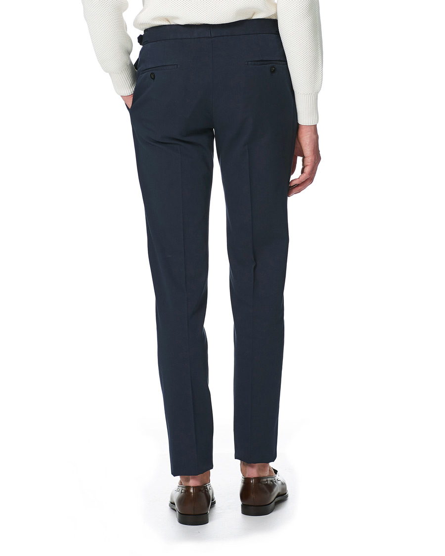 Herr | Byxor | Incotex | Slim Fit Pleated Cotton Trousers Navy