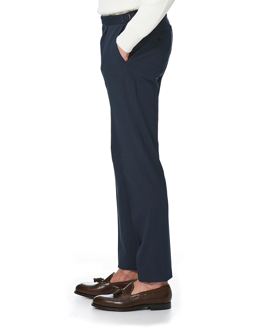 Herr | Byxor | Incotex | Slim Fit Pleated Cotton Trousers Navy
