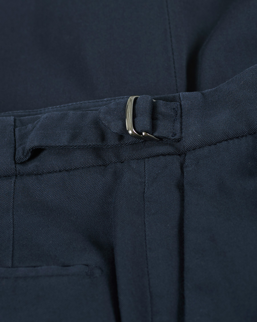 Herr | Byxor | Incotex | Slim Fit Pleated Cotton Trousers Navy