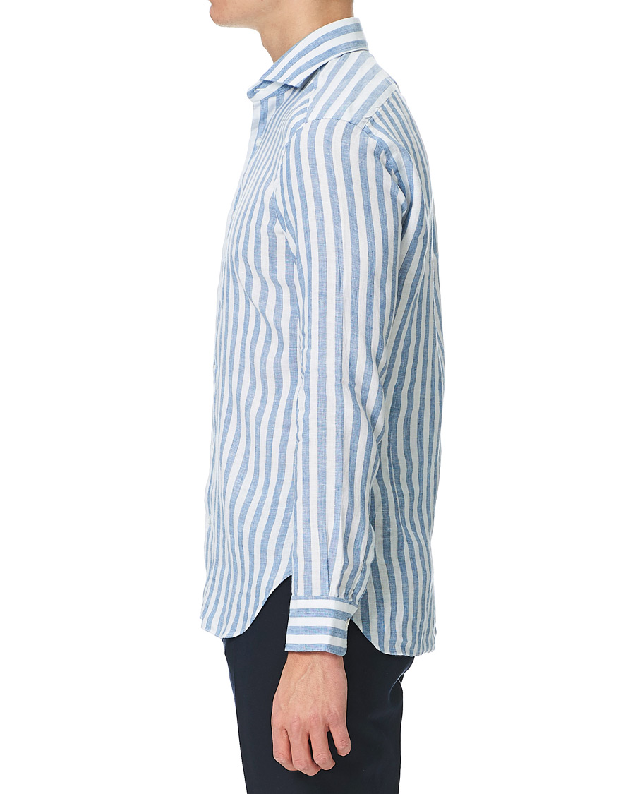 Herr | Skjortor | Barba Napoli | Dandylife Slim Fit Striped Linen Shirt Blue