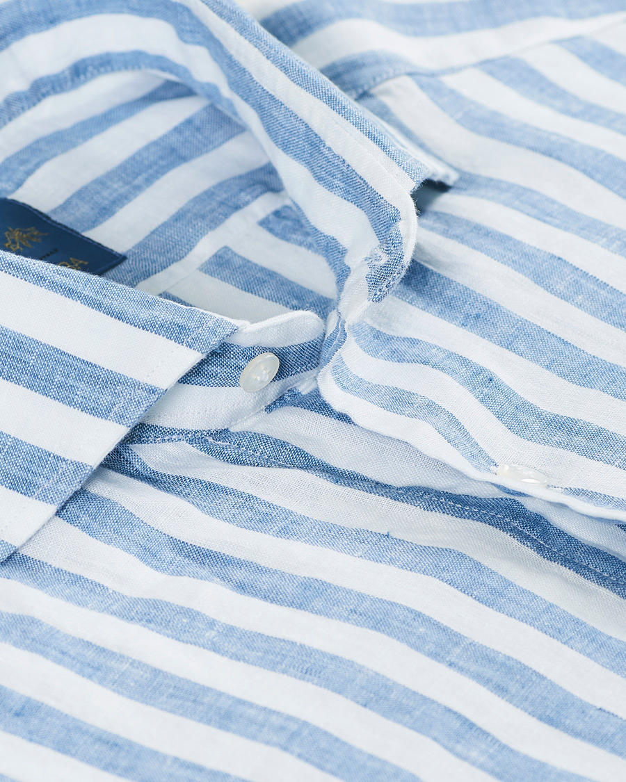 Herr | Skjortor | Barba Napoli | Dandylife Slim Fit Striped Linen Shirt Blue