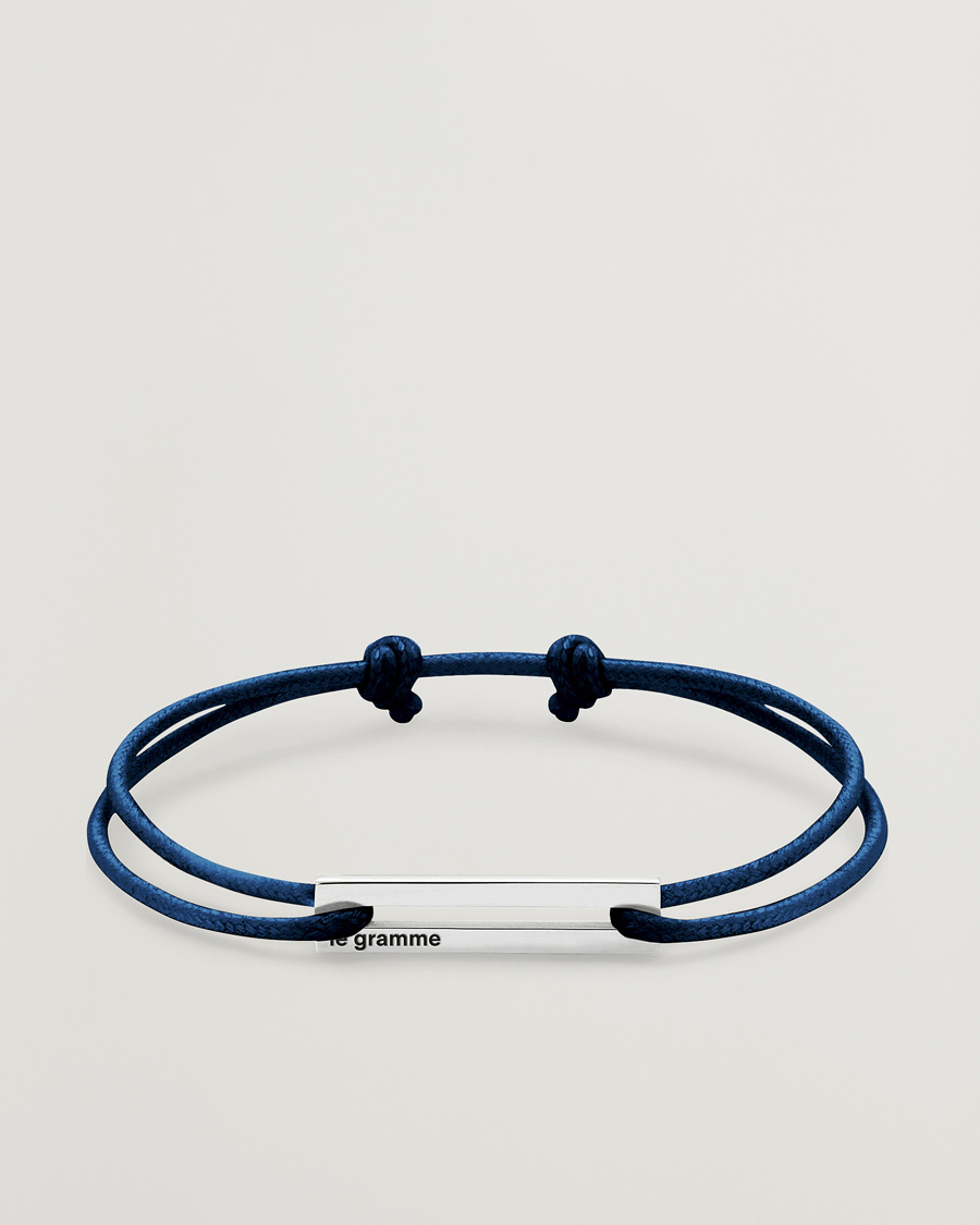 Herr | Smycken | LE GRAMME | Cord Bracelet Le 17/10 Navy/Sterling Silver