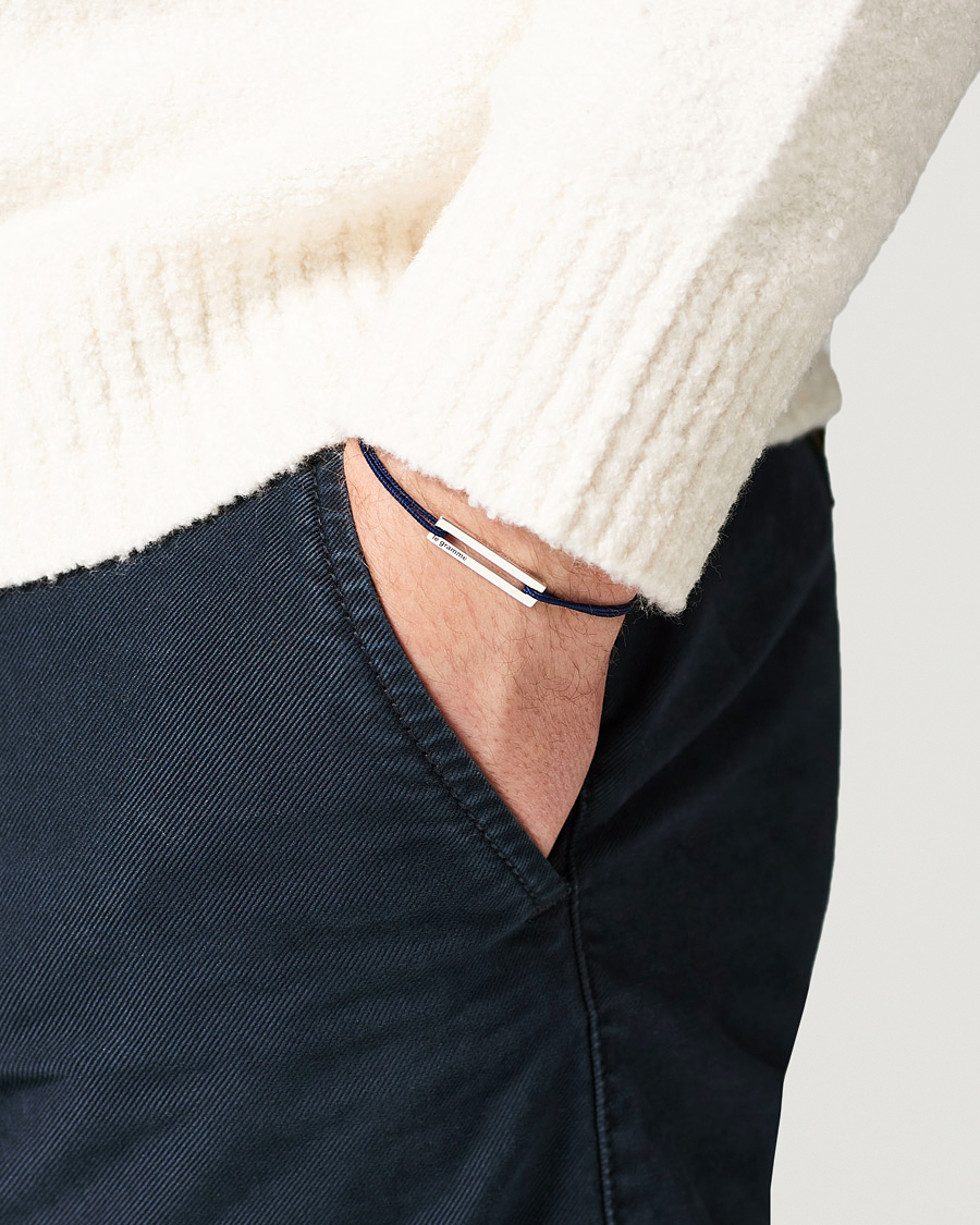 Herr | Avdelningar | LE GRAMME | Cord Bracelet Le 17/10 Navy/Sterling Silver