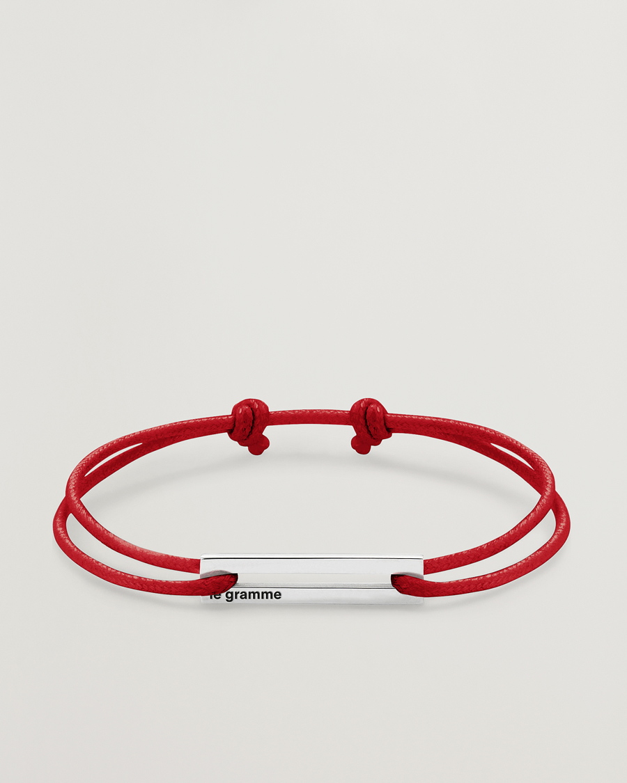 Herr | Smycken | LE GRAMME | Cord Bracelet Le 17/10 Red/Sterling Silver