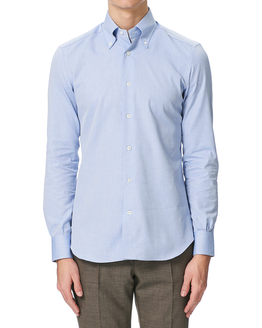 Herr | Skjortor | Mazzarelli | Soft Oxford Button Down Shirt Light Blue
