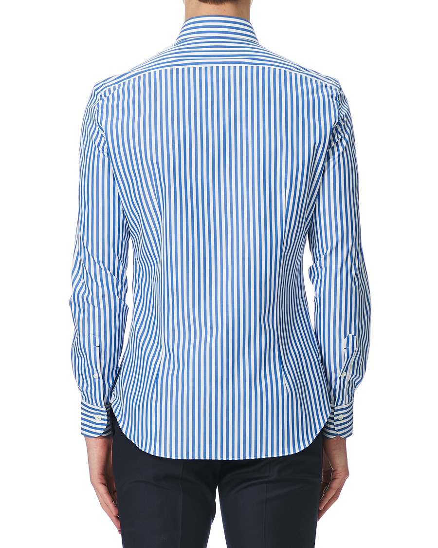 Herr | Skjortor | Mazzarelli | Soft Cotton Cut Away Shirt Blue/White