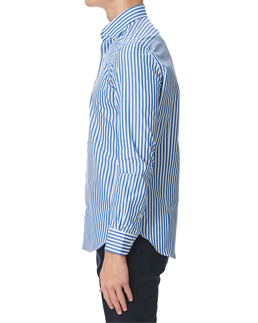 Herr | Skjortor | Mazzarelli | Soft Cotton Cut Away Shirt Blue/White