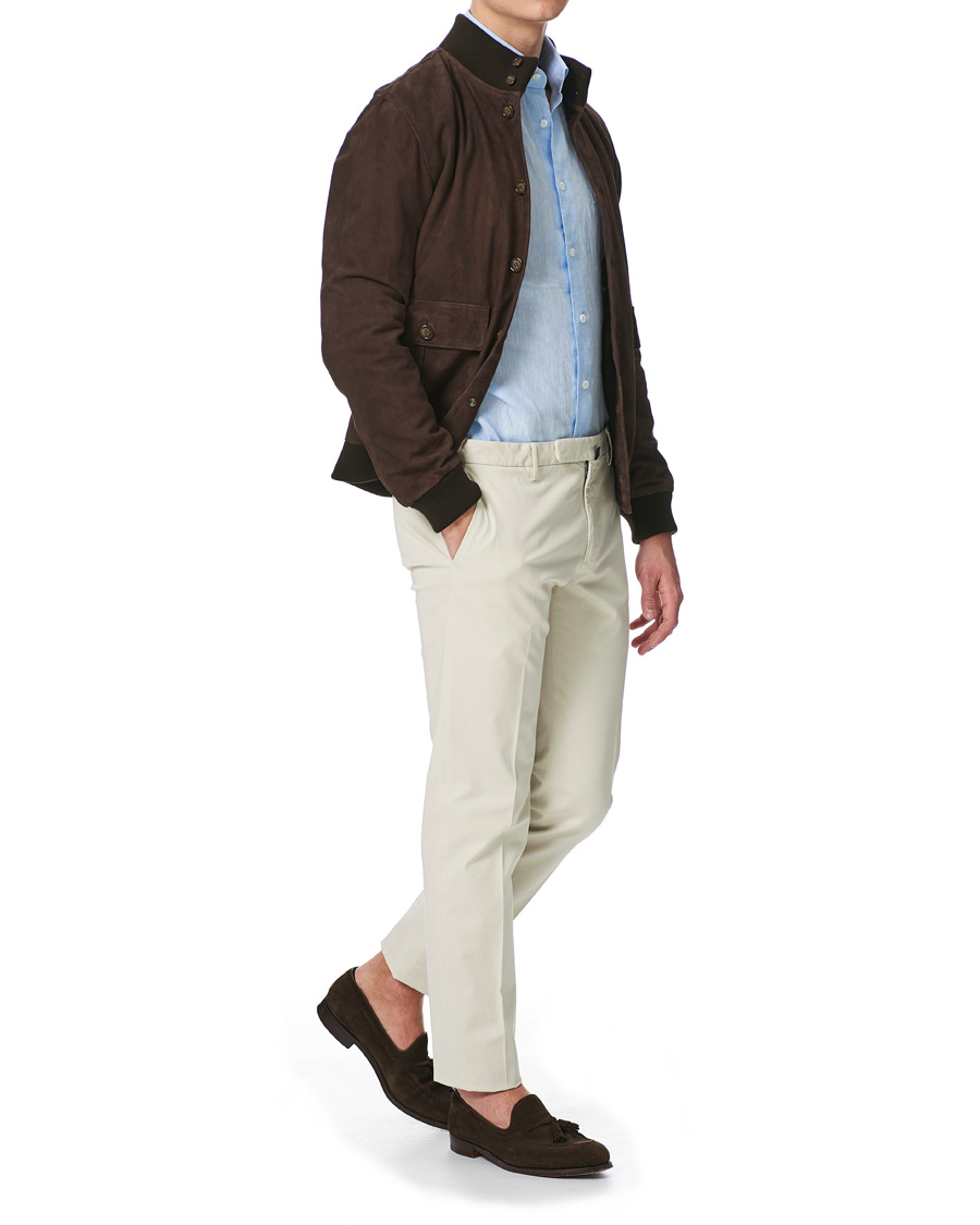 Herr | Skjortor | Mazzarelli | Linen Cut Away Shirt Light Blue