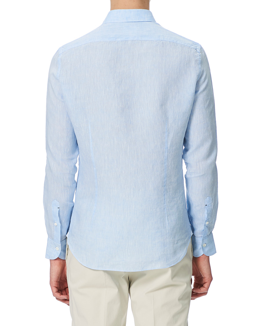 Herr | Skjortor | Mazzarelli | Linen Cut Away Shirt Light Blue