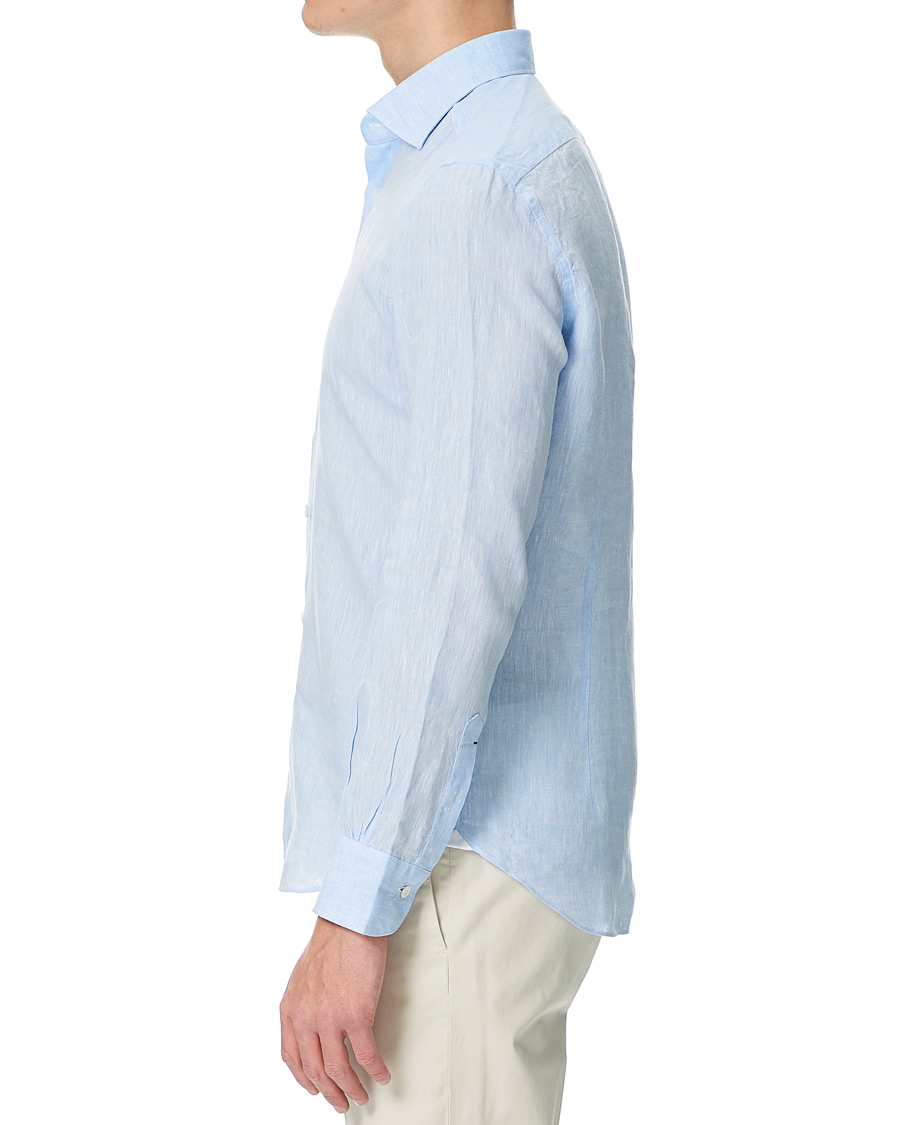Herr | Skjortor | Mazzarelli | Linen Cut Away Shirt Light Blue