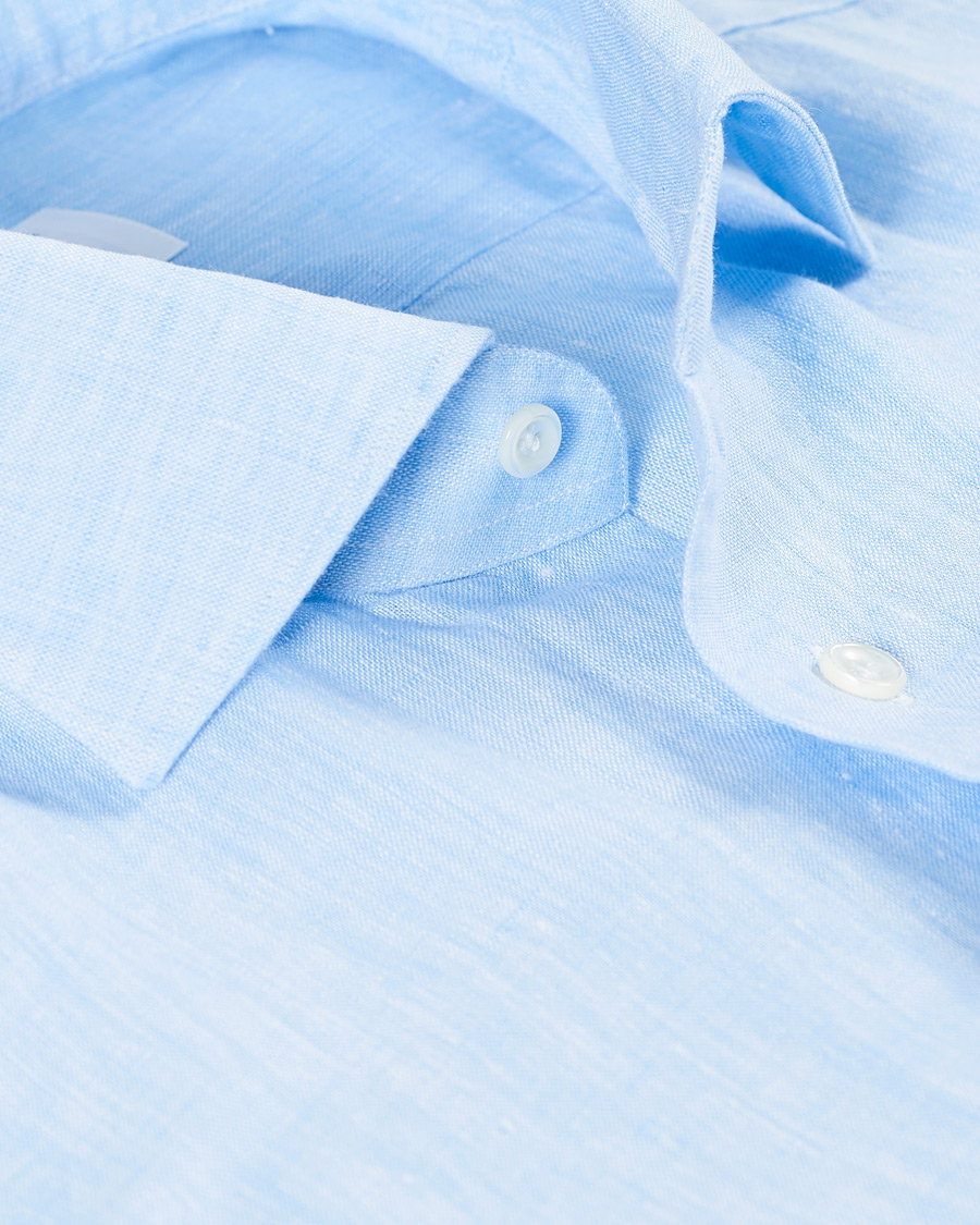 Herr | Skjortor | Mazzarelli | Linen Cut Away Shirt Light Blue