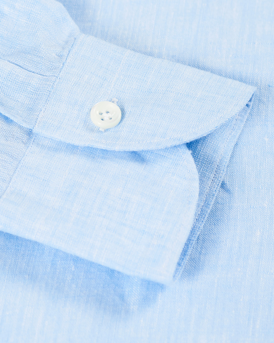 Herr | Skjortor | Mazzarelli | Linen Cut Away Shirt Light Blue
