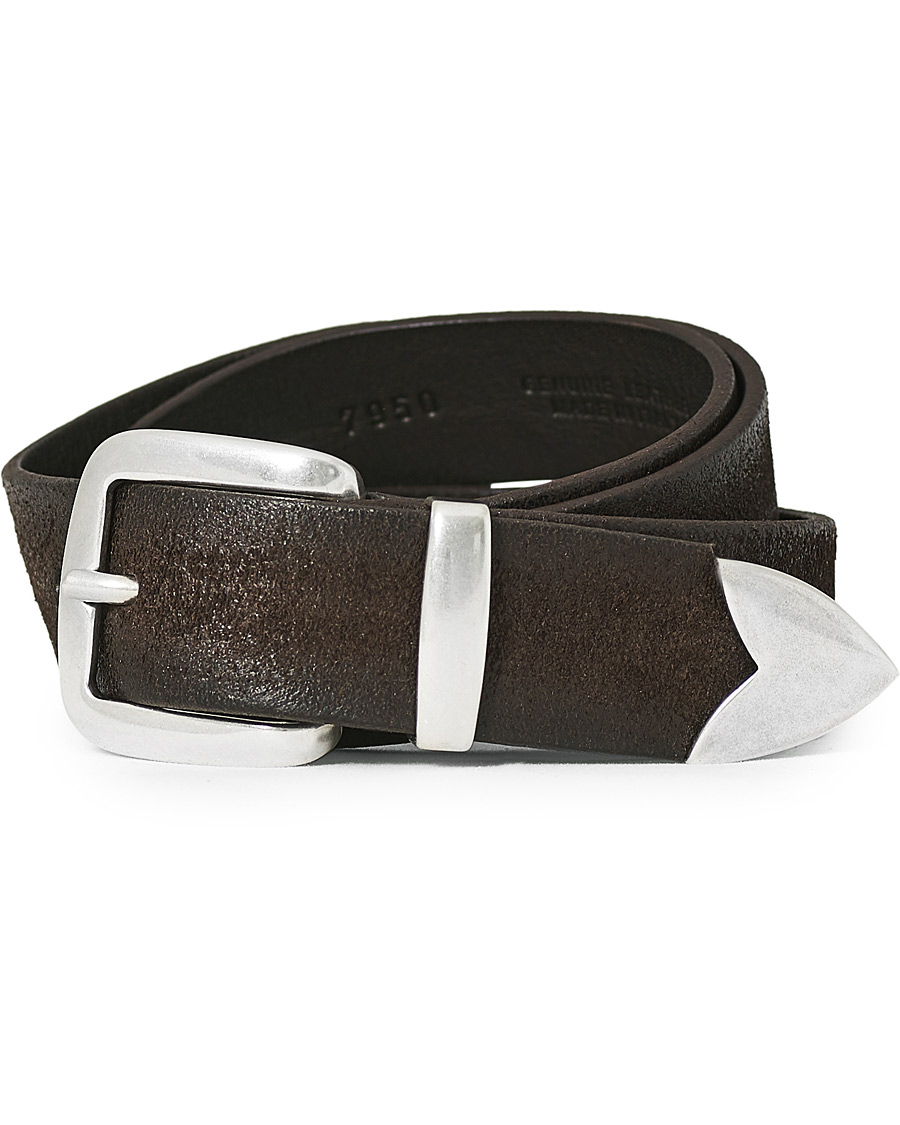 Herr | Orciani Western Suede Belt 3 cm Dark Brown | Orciani | Western Suede Belt 3 cm Dark Brown