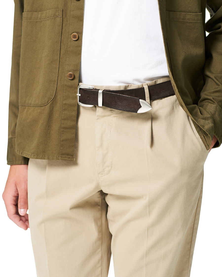 Herr | Orciani Western Suede Belt 3 cm Dark Brown | Orciani | Western Suede Belt 3 cm Dark Brown