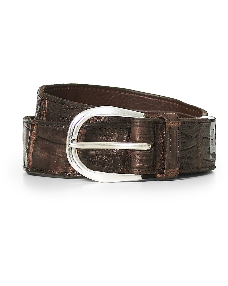 Herr | Orciani Crocodile Belt 3,5 cm Dark Brown | Orciani | Crocodile Belt 3,5 cm Dark Brown