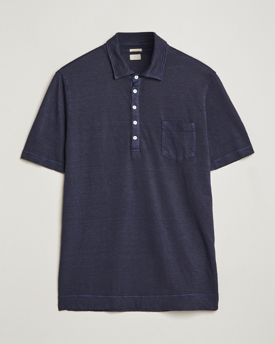 Herr | Pikéer | Massimo Alba | Wembley Linen Polo Navy