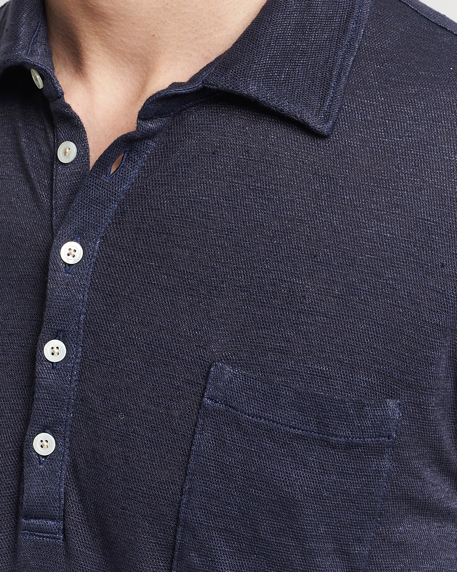 Herr | Pikéer | Massimo Alba | Wembley Linen Polo Navy