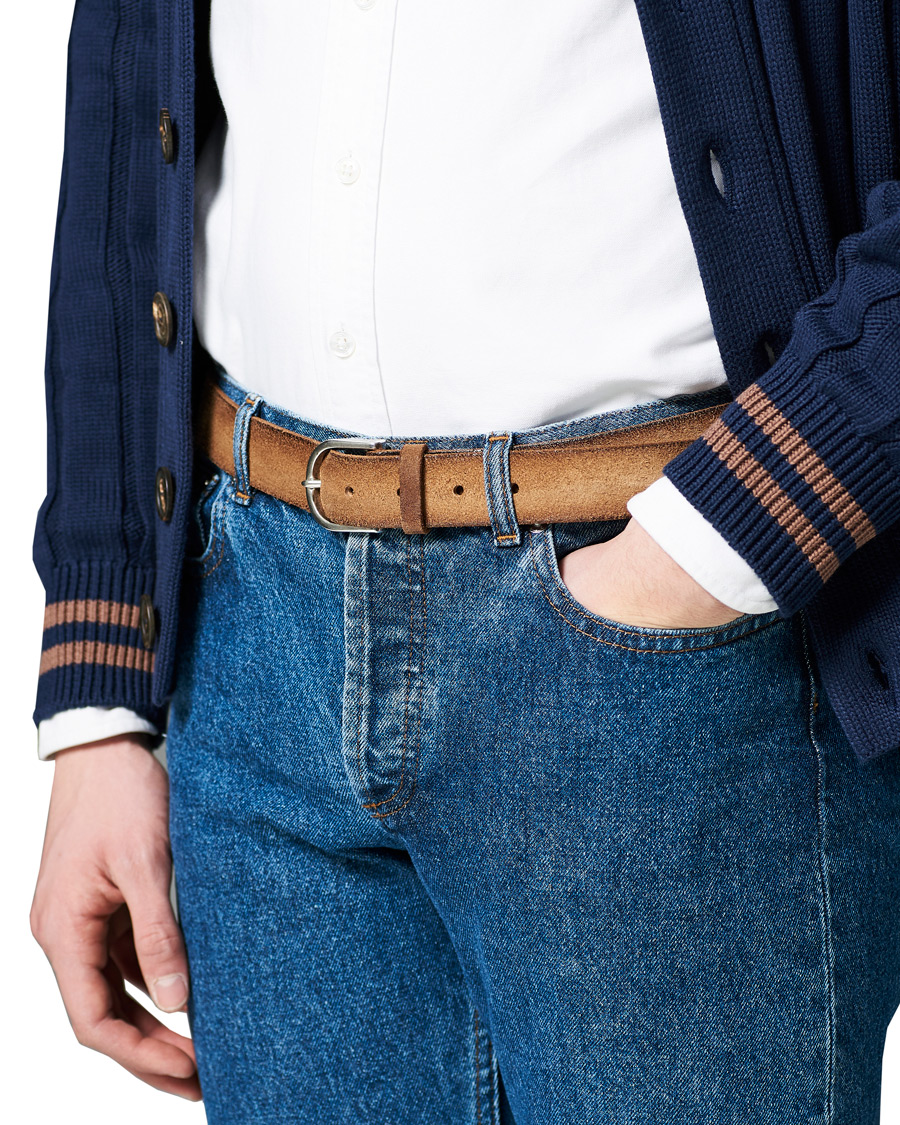 Herr | Orciani Handmade Suede Belt 3 cm Sabbia | Orciani | Handmade Suede Belt 3 cm Sabbia