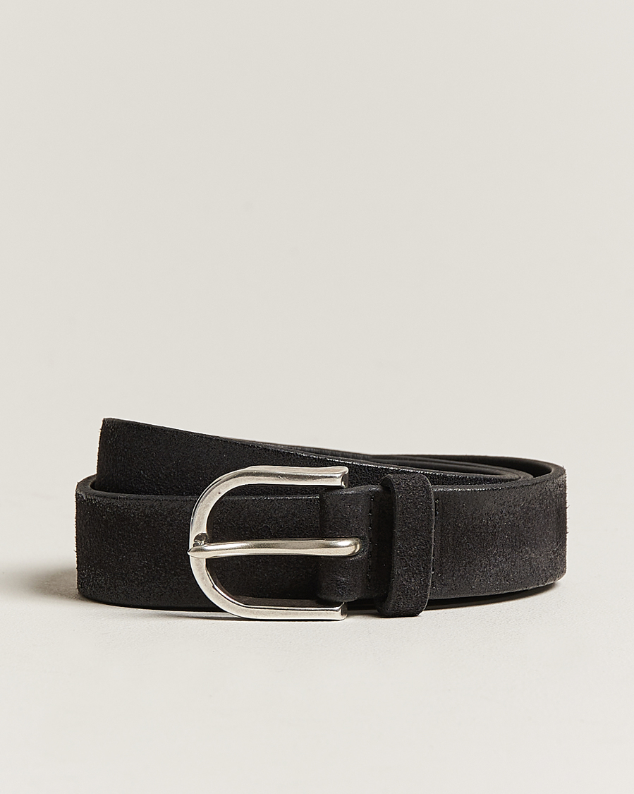 Herr | Orciani Handmade Suede Belt 3 cm Nero | Orciani | Handmade Suede Belt 3 cm Nero