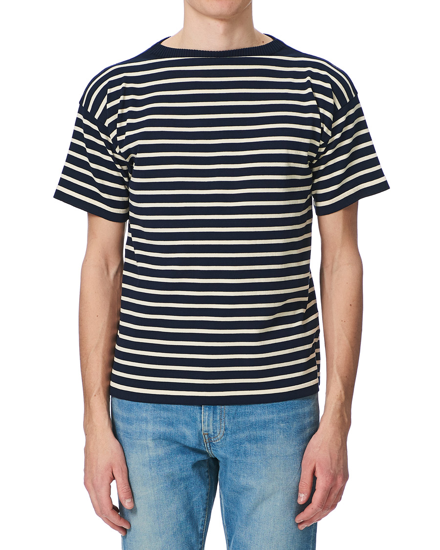 Herr | T-Shirts | Andersen-Andersen | Boatsman Short Sleeve Tee Navy/Off White