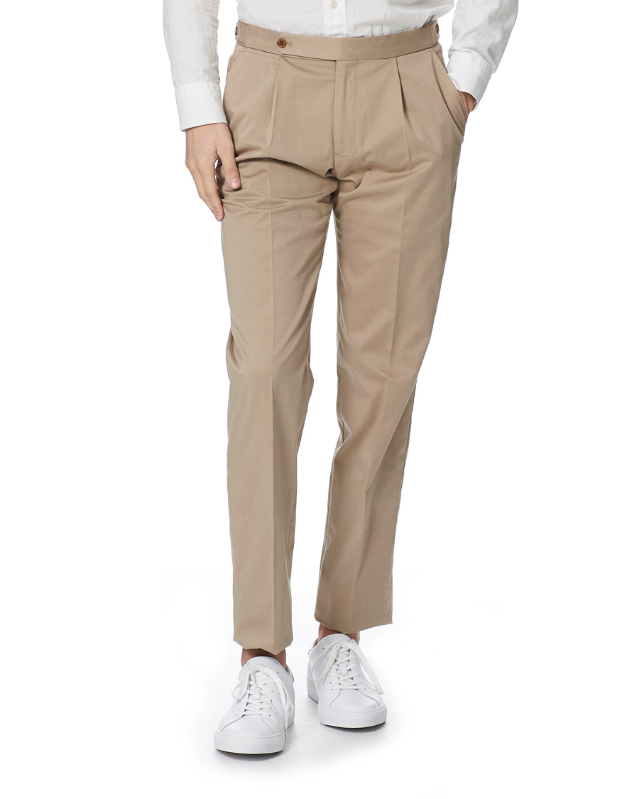 Herr | Byxor | Emporio Armani | Satin Stretch Pleated Chino Khaki