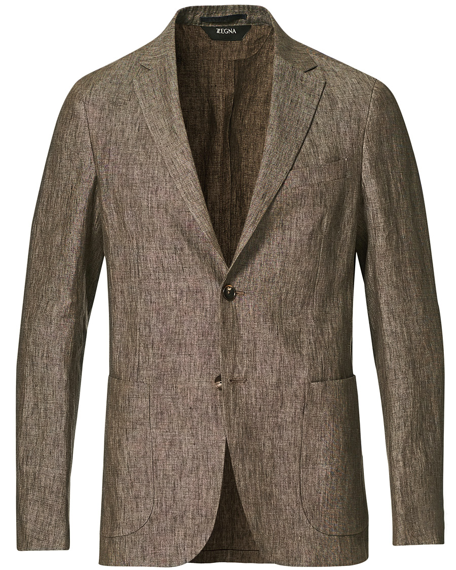 Herr | Kavajer | Z Zegna | Linen Unlined Blazer Brown