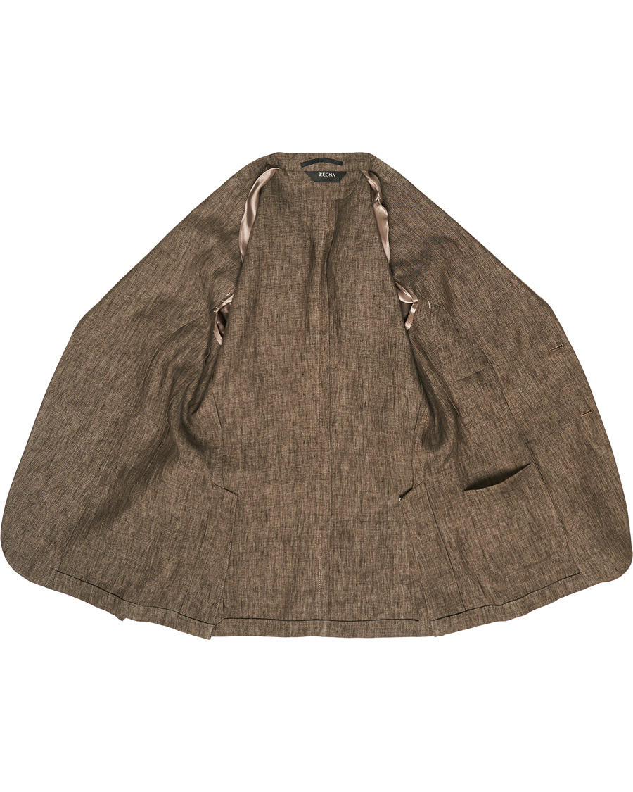 Herr | Kavajer | Z Zegna | Linen Unlined Blazer Brown