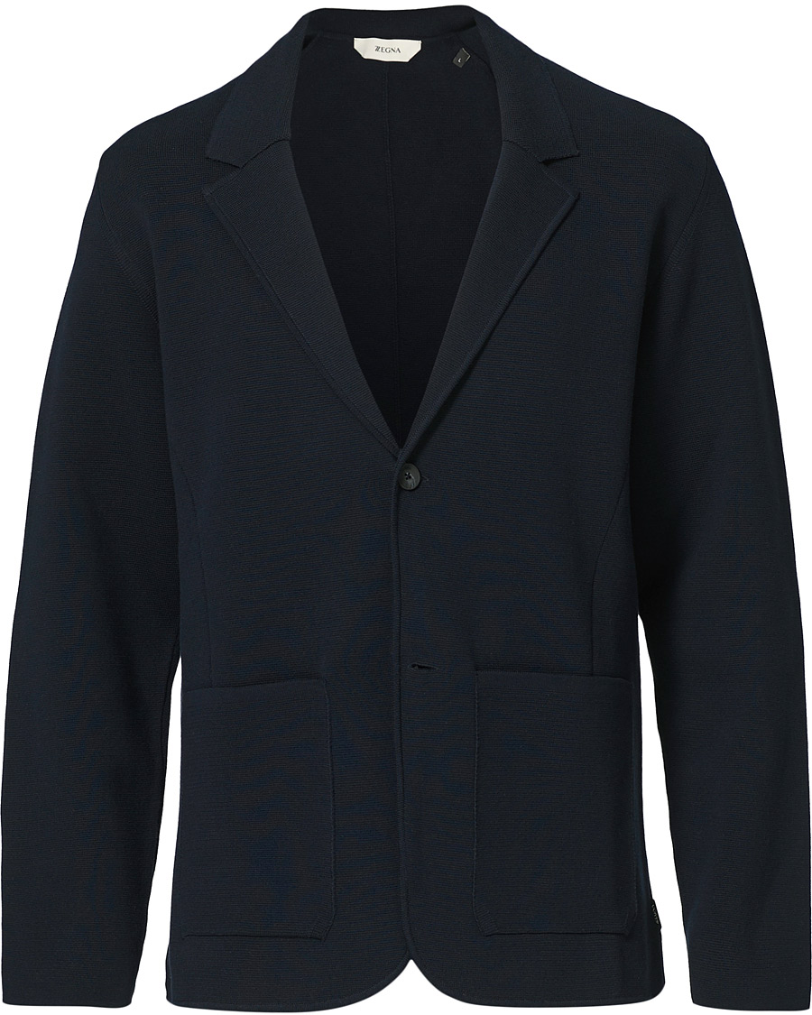 Herr | Kavajer | Z Zegna | Knitted Cardigan Blazer Navy