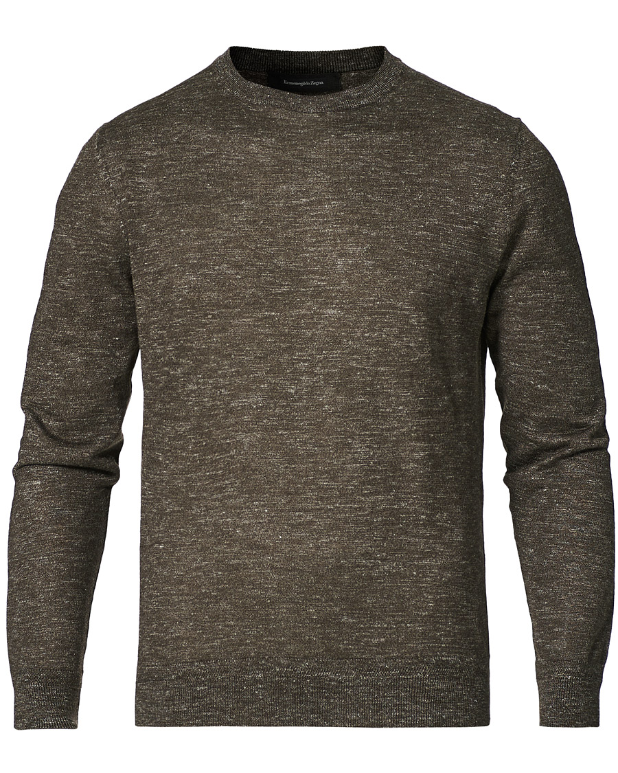 Herr | Tröjor | Ermenegildo Zegna | Cashmere/Linen Crew Neck Pullover Brown Melange